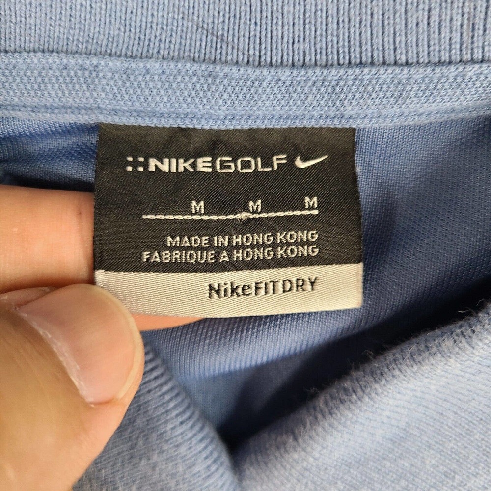Nike Golf‎ Polo Shirt Men’s Medium Blue Dri-Fit Short Sleeve Logos Embroidered - Picture 3 of 12
